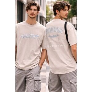 Hoodrich Mens Size Medium Graphic T-Shirt Beige Short Sleeve Cotton Streetwear